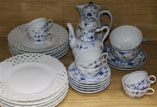 A Royal Copenhagen Blue Fluted pattern matched part breakfast service, etc.